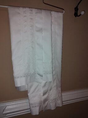 DEA SUZY IVORY #15 QUEEN SHAMS LACE-LOVE KNOTS 300TC RASO EGYPTIAN COTTON ITALY